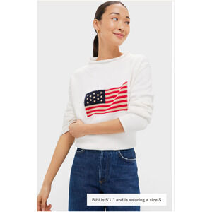 nwot TUCKERNUCK Ivory Cotton Americana Sweater size small (swe100thrifty